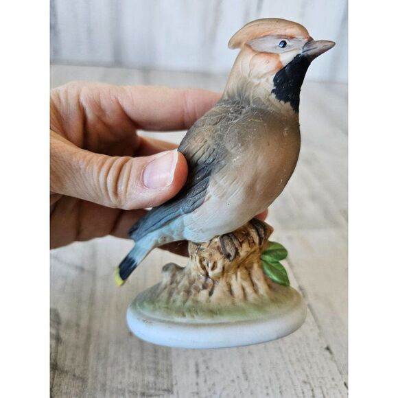 Lefton 6606 waxwing Bird figurine porcelain vintage statue realistic lifelike‎ - Picture 7 of 9